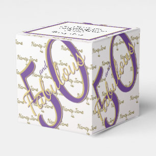 50 & Fabulous Birthday Party Purple/Gold Message Favour Box