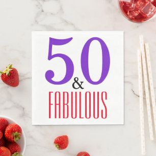 50 & Fabulous Birthday Party Typography Napkin