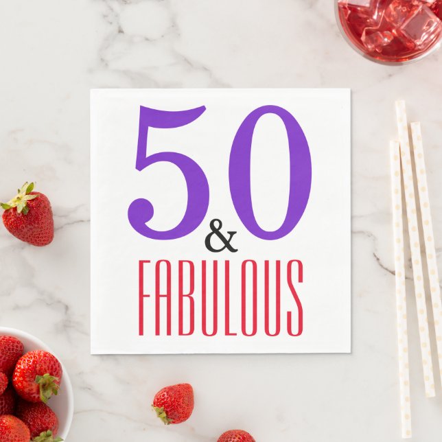 50 & Fabulous Birthday Party Typography Napkin (Insitu)