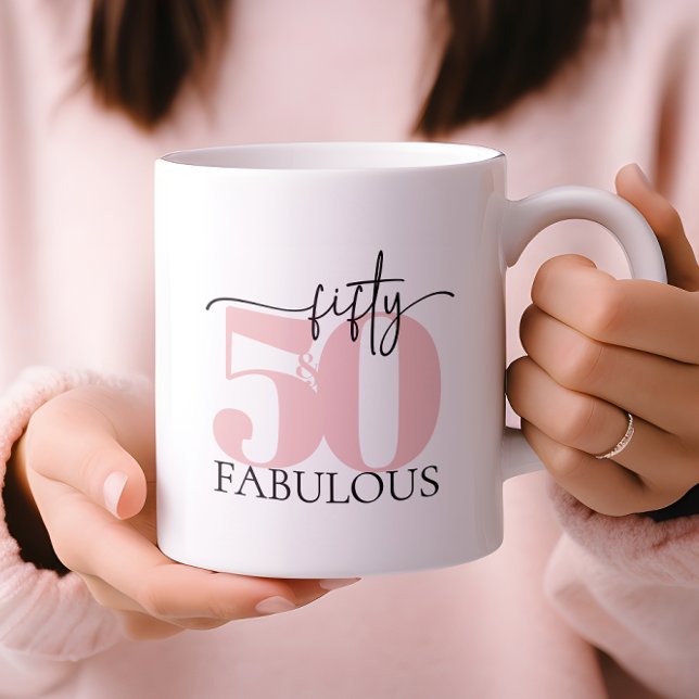 "50 & Fabulous" Birthday Pink and Black Mug (Creator Uploaded)