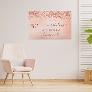 50 Fabulous birthday rose gold pink Poster