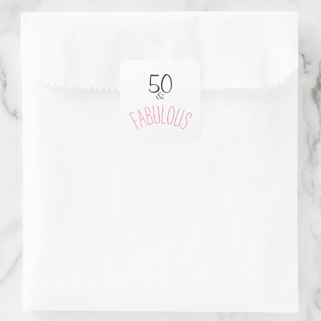 50 & Fabulous Birthday Square Sticker (Bag)