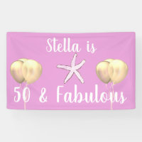 50 & Fabulous Birthday Starfish Pink Gold Balloons