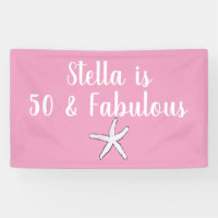 50 & Fabulous Birthday Starfish Pink White Cool