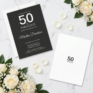 50 & Fabulous Black Elegant Invite