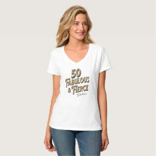 50 & Fabulous Black & Gold Birthday T-Shirt