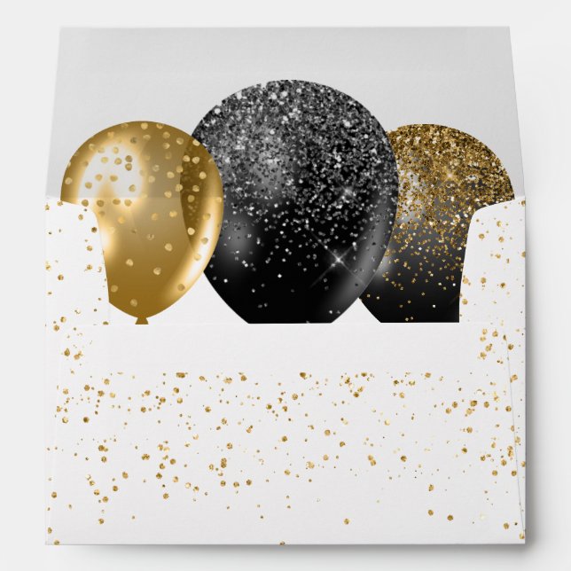 50 & Fabulous Black Gold Glam Invitation Envelope (Back (Bottom))