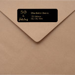 50 Fabulous black gold Return Address<br><div class="desc">Personalise and add your name and address. Black background,  golden letters. Text 50 (or any age) & Fabulous</div>