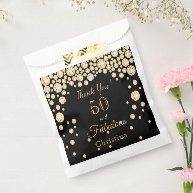 50 fabulous black gold thank you birthday favour bags (Sealed)