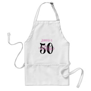 50 & Fabulous Black & Pink 2 Typography Birthday Standard Apron