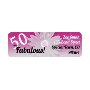50 & Fabulous black, pink, white w/ stars & daisy