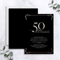 50 & Fabulous Black Rose Gold Calligraphy Birthday