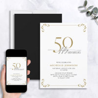 50 & Fabulous Black White & Gold Birthday