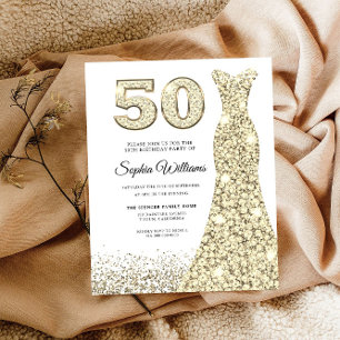50 & Fabulous! Budget Womans 50th Birthday Invite