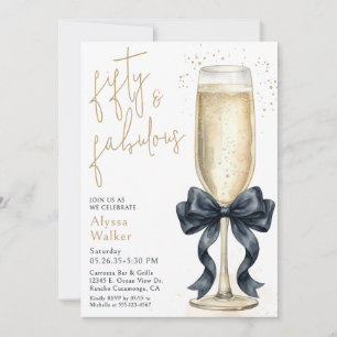 50 & Fabulous Champagne Glass 50th Birthday  Invitation