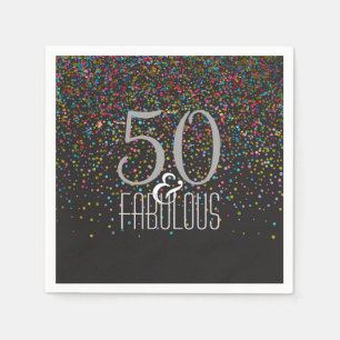 50 & Fabulous Confetti Dots Elegant 50th Birthday Napkin