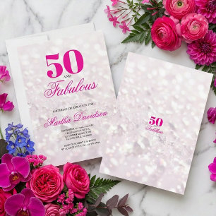 50 & Fabulous Crystal Glam Celebration Invitation