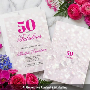 50 & Fabulous Crystal Glam Celebration Invitation