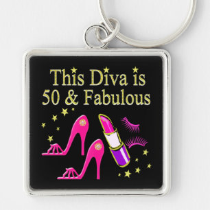 50 & FABULOUS DAZZLING DIVA DESIGN KEY RING