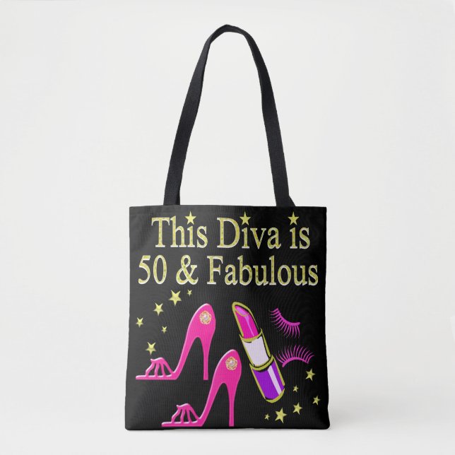 50 & FABULOUS DAZZLING DIVA DESIGN TOTE BAG (Front)
