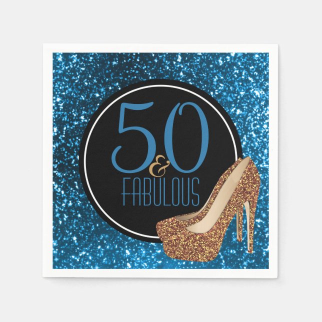 50 & Fabulous | Elegant 50th Birthday High Heels Napkin (Front)