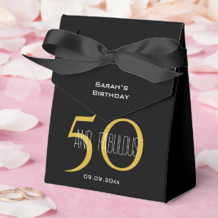 50 & Fabulous Elegant Birthday Black and Gold Favour Box