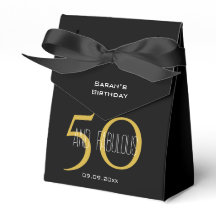 50 & Fabulous Elegant Birthday Black and Gold 