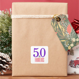 50 & Fabulous Elegant Milestone Square Sticker