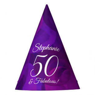 50 & Fabulous Elegant Purple Birthday Party Hat