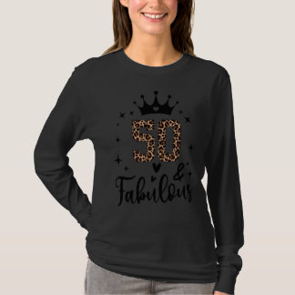 50 & Fabulous Embroidered Effect Leopard Queen 50t T-Shirt