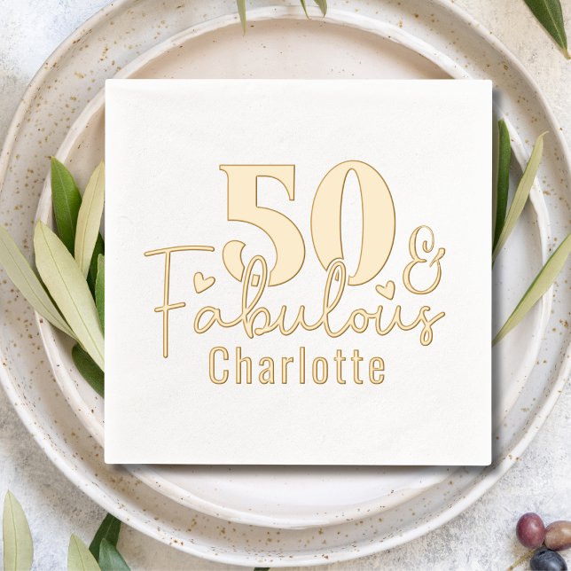 50 & Fabulous Fifty Fiftieth Birthday Personalised Foil Napkins (Creator Uploaded)