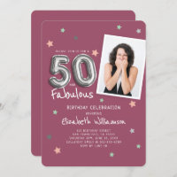 50 & Fabulous Foil Balloon Stars Photo Birthday
