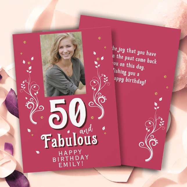 50 & Fabulous Foliage Magent 50th Birthday Photo (Creator Uploaded)