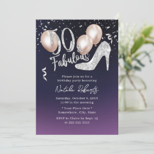 50 & Fabulous Girl 50th Birthday Elegant Purple In Invitation