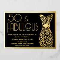50 & Fabulous! Gold Dress & Black 50th Birthday