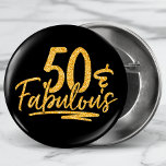 50 & Fabulous Gold Glitter 50th Birthday Sparkle 3 Cm Round Badge<br><div class="desc">50 & Fabulous Gold Glitter 50th Birthday Sparkle Buttons features the modern text design "50 & Fabulous" in gold glitter calligraphy script. Perfect for a 50th birthday party or celebration.</div>