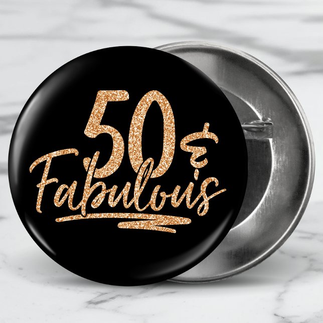 50 & Fabulous Gold Glitter 50th Birthday Sparkle 3 Cm Round Badge (Creator Uploaded)