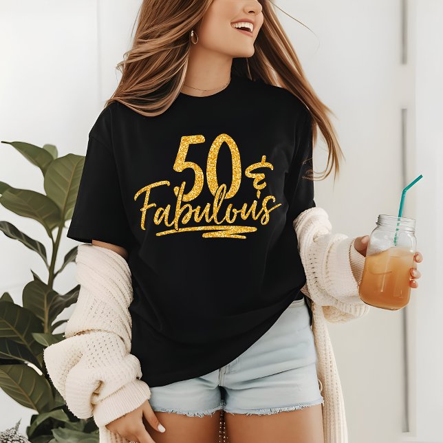 50 & Fabulous Gold Glitter 50th Birthday Sparkle Tri-Blend Shirt (Creator Uploaded)