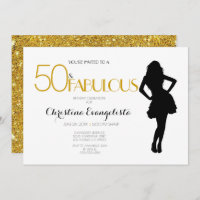 50 & Fabulous Gold Glitter with Modern Silhouette