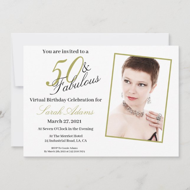 50 & Fabulous Gold VIRTUAL Birthday Invitation (Front)