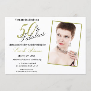 50 & Fabulous Gold VIRTUAL Birthday Invitation
