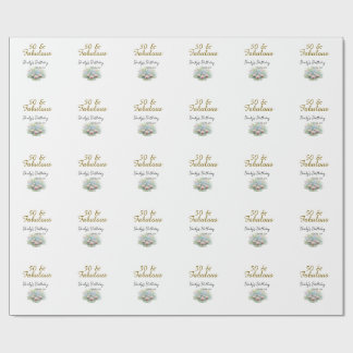 50 & fabulous golden water lotus lily watercolor  wrapping paper