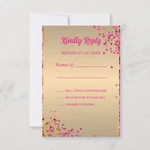 50 & Fabulous High Heels Gold Pink Glittery Glam RSVP Card