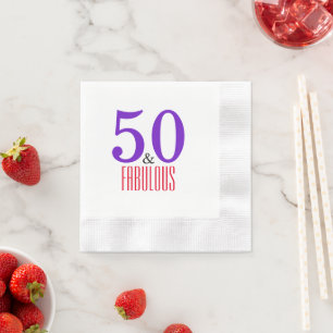 50 & Fabulous Minimal Birthday Party Napkin