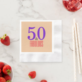 50 & Fabulous Minimal Milestone Birthday Napkin