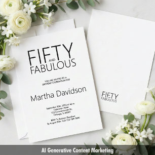 50 & Fabulous Modern Minimalist Celebration Invitation