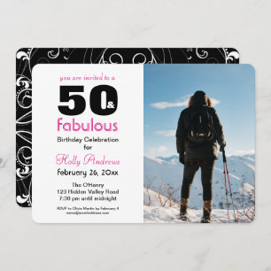 "50 & Fabulous" Party Invitation with Colour Photo