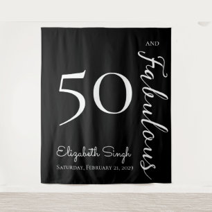 50 & Fabulous Personalised Black & White Milestone Tapestry