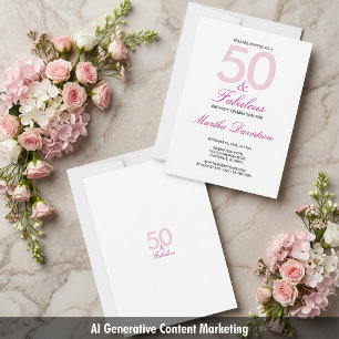 50 & Fabulous Pink Birthday Celebration Invitation
