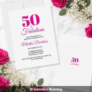 50 & Fabulous Pink Chic Party Celebration Invitation
